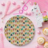 レトロスカンジチューリップミッドセンチュリーフローラルパターン ペーパープレート (パーティー)