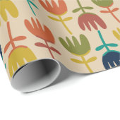 レトロスカンジチューリップミッドセンチュリーフローラルパターン ラッピングペーパー (ロールコーナー)