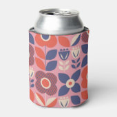 レトロスカンジナビアフローラシームレス要素 缶クーラー (缶正面)
