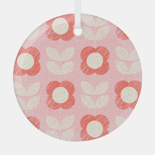 レトロスカンジナビア様式フローラシームレス ガラスオーナメント (正面)