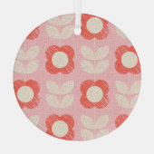 レトロスカンジナビア様式フローラシームレス ガラスオーナメント (裏面)