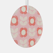 レトロスカンジナビア様式フローラシームレス ガラスオーナメント (正面右)