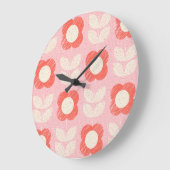 レトロスカンジナビア様式フローラシームレス ラージ壁時計 (傾斜)