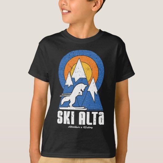 レトロスキーアルタホワイトキツネ Tシャツ (正面)