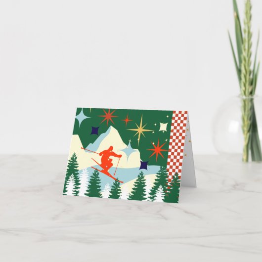 レトロスキークリスマスカード シーズンカード (正面)