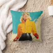 レトロスキーグラマーヴィンテージウィンターアドベンチャー クッション (ブランケット)