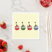 レトロスキーゴンドラリフトスキーヤークリーム スタンダードカクテルナプキン (インサイチュ)