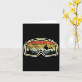 レトロスキーゴーグルマウンテンスノーウィンタースポーツギフト カード (黄色い花)