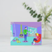 レトロスキーバケーションハガキ ポストカード (スタンド正面)