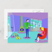 レトロスキーバケーションハガキ ポストカード (正面/裏面)