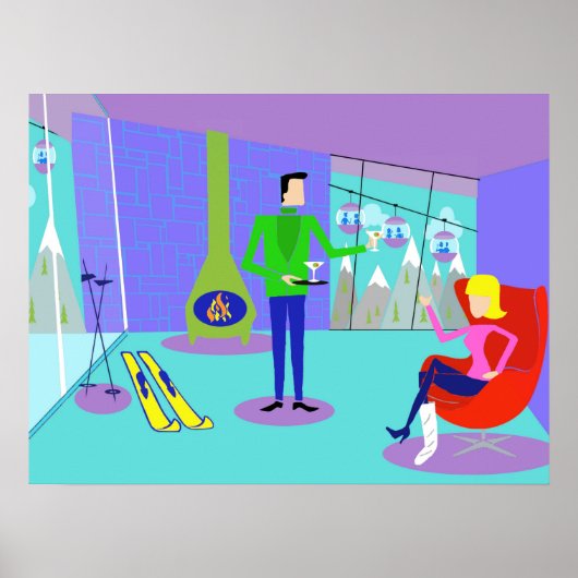 レトロスキーバケーションポスター ポスター (正面)