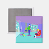 レトロスキーバケーションマグネット マグネット (正面/裏面)