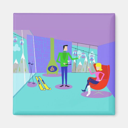 レトロスキーバケーションマグネット マグネット (正面)