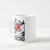 レトロスキーヤー山グラフィックが好き コーヒーマグカップ (正面左)
