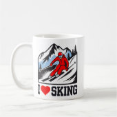 レトロスキーヤー山グラフィックが好き コーヒーマグカップ (左)
