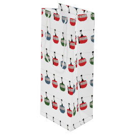 レトロスキーリフトイラストレーションスキーヤー ワインギフトバッグ