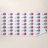 レトロスキーリフトイラストレーション ビーチタオル (正面)