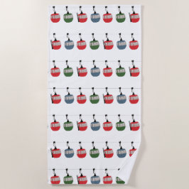 レトロスキーリフトイラストレーション ビーチタオル