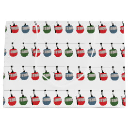 レトロスキーリフトイラストレーション ラージペーパーバッグ