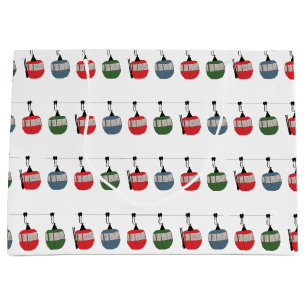 レトロスキーリフトイラストレーション ラージペーパーバッグ