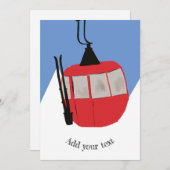 レトロスキーリフトスキースキースキースノーマウンテンイラストレーション シーズンカード (正面/裏面)