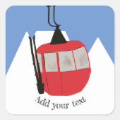 レトロスキーリフトスキースキースキースノーマウンテンイラストレーション スクエアシール (正面)