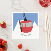 レトロスキーリフトスキースキースキースノーマウンテンイラストレーション スタンダードカクテルナプキン (インサイチュ)