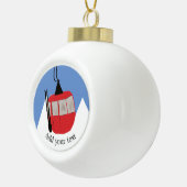 レトロスキーリフトスキースキースキースノーマウンテンイラストレーション セラミックボールオーナメント (右)