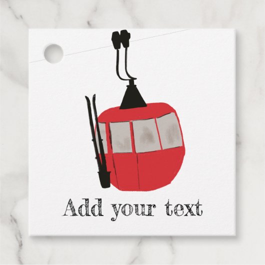 レトロスキーリフトスキースキースキースノーマウンテンイラストレーション フェイバータグ (正面)