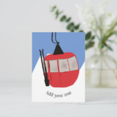 レトロスキーリフトスキースキースキースノーマウンテンイラストレーション ポストカード (スタンド正面)