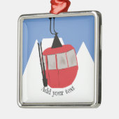 レトロスキーリフトスキースキースキースノーマウンテンイラストレーション メタルオーナメント (左)