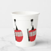 レトロスキーリフトスキースキースキースノーマウンテンイラストレーション 紙コップ (正面)