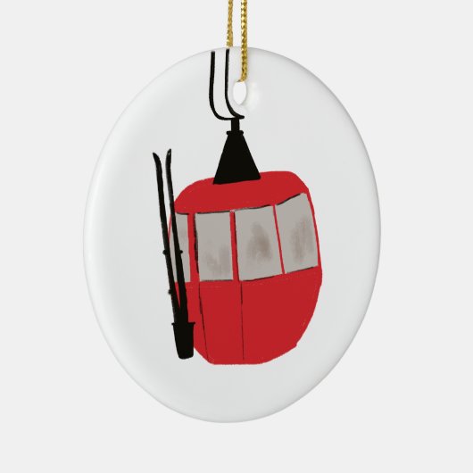 レトロスキーリフト – スノーボード セラミックオーナメント (右)