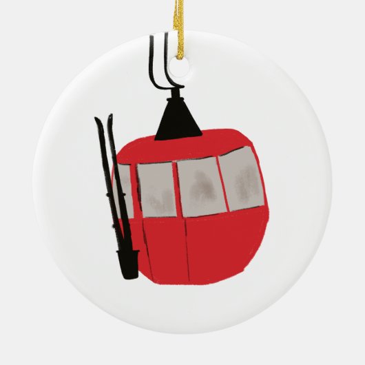 レトロスキーリフト – スノーボード セラミックオーナメント (裏面)