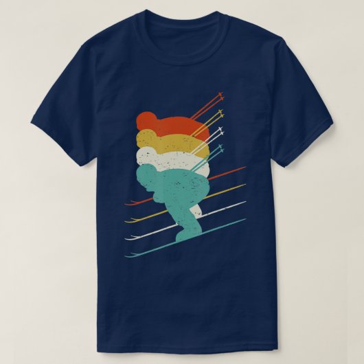 レトロスキーヴィンテージスキー Tシャツ (デザイン正面)