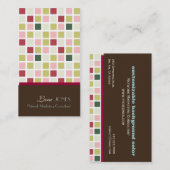 レトロスクウェアビジネスカードダークチョコレートアクセント 名刺 (正面/裏面)