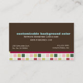 レトロスクウェアビジネスカードダークチョコレートアクセント 名刺 (裏面)