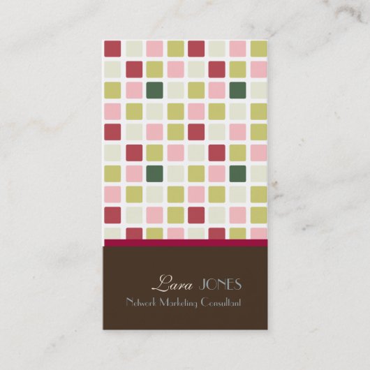 レトロスクウェアビジネスカードダークチョコレートアクセント 名刺 (正面)