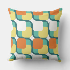 レトロスクエアインスクウェアティール（緑がかった色）装飾用クッション クッション