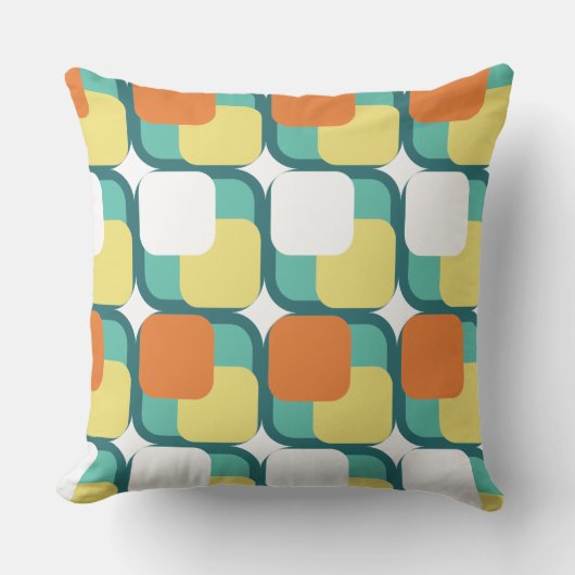レトロスクエアインスクウェアティール（緑がかった色）装飾用クッション クッション (正面)