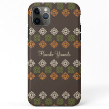 レトロスクエアパターンブラウンカスタムビジネスカード