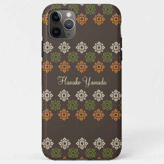 レトロスクエアパターンブラウンカスタムビジネスカード iPhone 11 PRO MAXケース