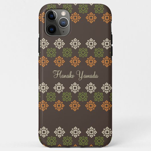 レトロスクエアパターンブラウンカスタムビジネスカード Case-Mate iPhoneケース (裏面)