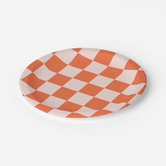 レトロスクエアパターン紙プレート ペーパープレート (アングル)