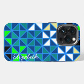 レトロスクエアモダン幾何学模様 iPhoneケース (裏面横)
