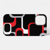 レトロスクエア柄　赤 白 グレー 黒 iPhoneケース (裏面横)