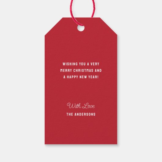 レトロスクリプカラフルトチェッカーボードメリークリスマス ギフトタグ (裏面)