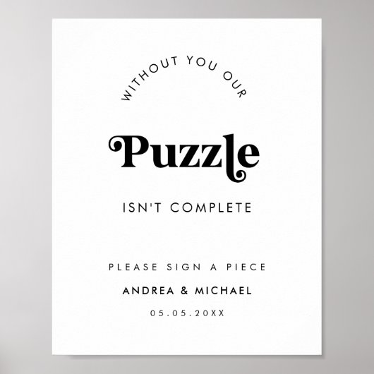 レトロスクリプトのミニマル結婚リストの署名 ポスター (正面)