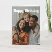 レトロスクリプトのHappy Birthday 3枚の写真 カード (正面)