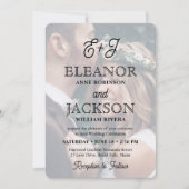 レトロスクリプトエレガントモノグラム2写真結婚の 招待状 (正面)